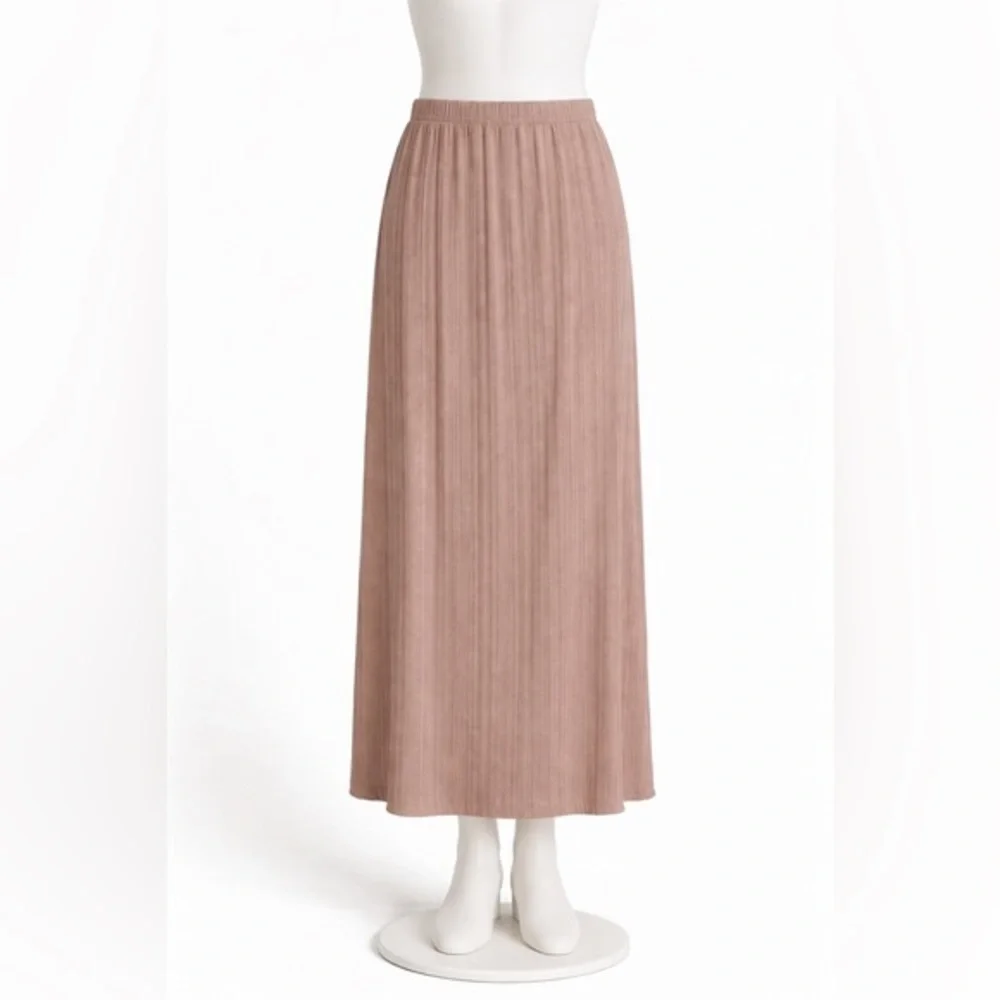 Abound Tan Beige Ribbed Knit High Slit Straight Column Maxi Skirt Size XS